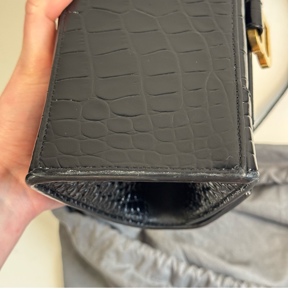 Balenciaga Hourglass Small Black Croc-Embossed Handbag - Picture 16 of 17